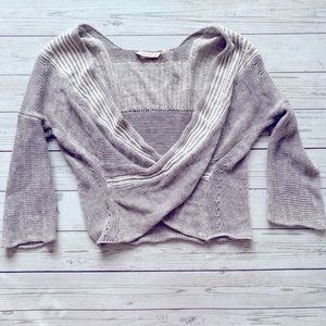 Soft Surroundings gray ballet wrap sweater